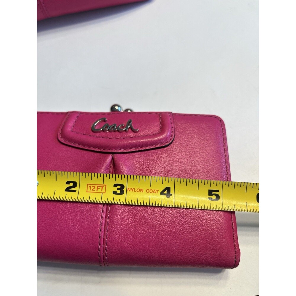 2pc Coach Pink Leather Shoulder Crossbody Handbag Purse w Matching Wallet - Picture 9 of 16